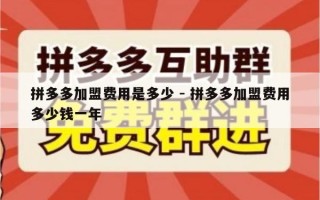 拼多多加盟费用是多少 - 拼多多加盟费用多少钱一年