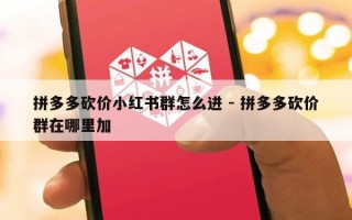 拼多多砍价小红书群怎么进 - 拼多多砍价群在哪里加
