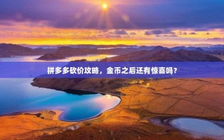 拼多多砍价攻略，金币之后还有惊喜吗？