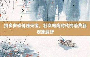 拼多多砍价赚元宝，社交电商时代的消费新现象解析