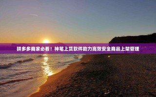 拼多多商家必看！神笔上货软件助力高效安全商品上架管理