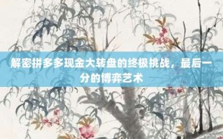 解密拼多多现金大转盘的终极挑战，最后一分的博弈艺术
