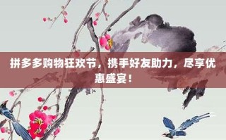 拼多多购物狂欢节，携手好友助力，尽享优惠盛宴！