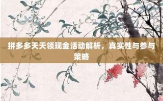 拼多多天天领现金活动解析，真实性与参与策略