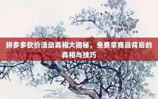 拼多多砍价活动真相大揭秘，免费拿商品背后的真相与技巧