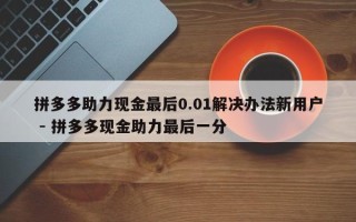 拼多多助力现金最后0.01解决办法新用户 - 拼多多现金助力最后一分