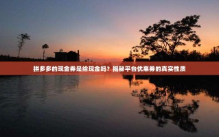 拼多多的现金券是给现金吗？揭秘平台优惠券的真实性质