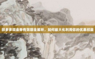 拼多多现金券有效期全解析，如何最大化利用你的优惠权益