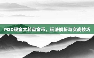 PDD现金大转盘金币，玩法解析与实战技巧