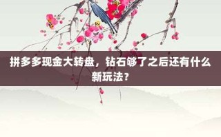 拼多多现金大转盘，钻石够了之后还有什么新玩法？