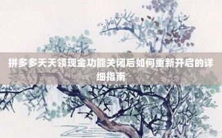 拼多多天天领现金功能关闭后如何重新开启的详细指南