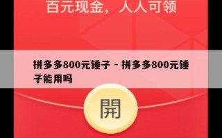 拼多多800元锤子 - 拼多多800元锤子能用吗
