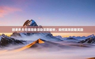 拼多多天天领现金活动深度解析，如何高效获取奖励