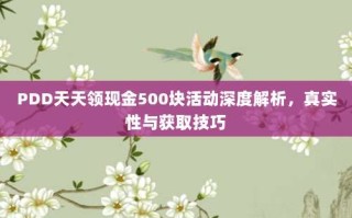PDD天天领现金500块活动深度解析，真实性与获取技巧