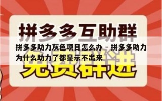 拼多多助力灰色项目怎么办 - 拼多多助力为什么助力了都显示不出来