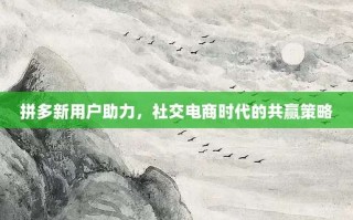 拼多新用户助力，社交电商时代的共赢策略