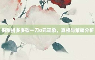 揭秘拼多多砍一刀0元现象，真相与策略分析