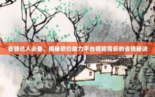 省钱达人必备，揭秘砍价助力平台昵称背后的省钱秘诀