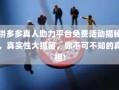 拼多多真人助力平台免费活动揭秘，真实性大揭秘，你不可不知的真相！