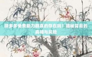 拼多多免费助力群真的存在吗？揭秘背后的真相与风险