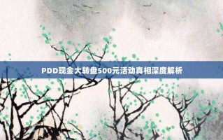PDD现金大转盘500元活动真相深度解析