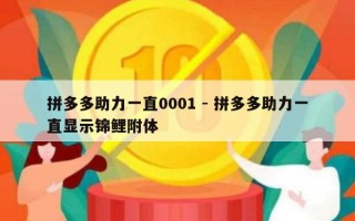 拼多多助力一直0001 - 拼多多助力一直显示锦鲤附体