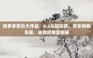 拼多多砍价大作战，0.2元轻松砍，尽享购物乐趣，省钱攻略全揭秘