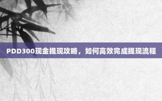 PDD300现金提现攻略，如何高效完成提现流程