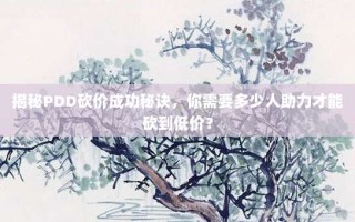 揭秘PDD砍价成功秘诀，你需要多少人助力才能砍到低价？