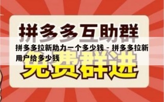 拼多多拉新助力一个多少钱 - 拼多多拉新用户给多少钱