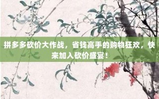 拼多多砍价大作战，省钱高手的购物狂欢，快来加入砍价盛宴！