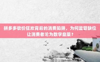 拼多多砍价狂欢背后的消费陷阱，为何监管缺位让消费者沦为数字韭菜？