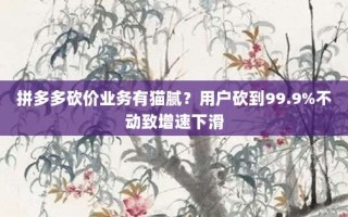 拼多多砍价业务有猫腻？用户砍到99.9%不动致增速下滑