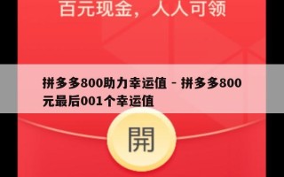 拼多多800助力幸运值 - 拼多多800元最后001个幸运值