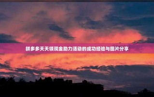 拼多多天天领现金助力活动的成功经验与图片分享