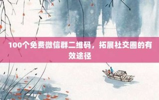 100个免费微信群二维码，拓展社交圈的有效途径