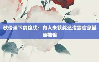 砍价潮下的隐忧：有人未获奖还泄露信息甚至被骗