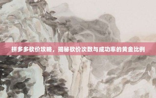 拼多多砍价攻略，揭秘砍价次数与成功率的黄金比例