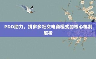 PDD助力，拼多多社交电商模式的核心机制解析