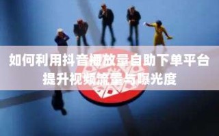 如何利用抖音播放量自助下单平台提升视频流量与曝光度