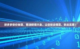 拼多多砍价秘籍，精选标语大全，让你砍出惊喜，砍出实惠！