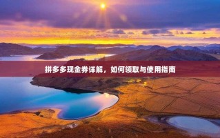 拼多多现金券详解，如何领取与使用指南