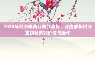 2024年社交电商互助新趋势，深度解析拼团互助社群的价值与运作
