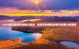 0.01金币背后的电商心理战，拼多多的微利诱惑与消费心理博弈