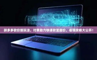 拼多多砍价新玩法，付费助力快速砍至底价，省钱攻略大公开！