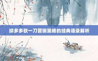拼多多砍一刀营销策略的经典语录解析