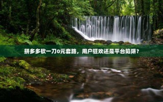 拼多多砍一刀0元套路，用户狂欢还是平台陷阱？