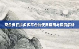 现金券在拼多多平台的使用指南与深度解析