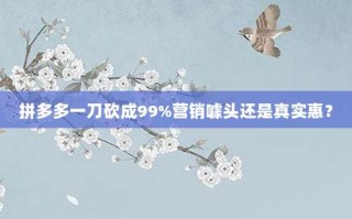 拼多多一刀砍成99%营销噱头还是真实惠？