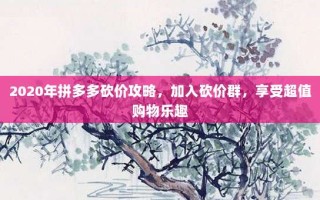 2020年拼多多砍价攻略，加入砍价群，享受超值购物乐趣